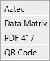 The symbology selection list of the matrixcode decoder.